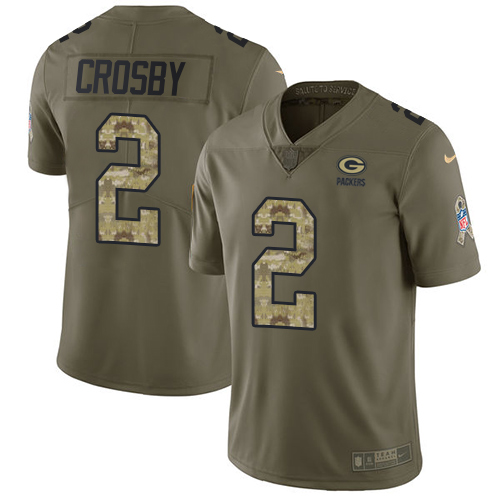 Nike Packers #2 Mason Crosby Olive/Camo Men's Stitched NFL Limited Salute To Service Jersey